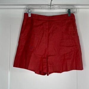 Theory Linen Terracotta High-Waisted Shorts - Size‎ 2